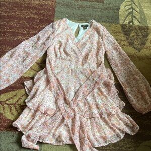 Floral Long Sleeve Ruffle Dress